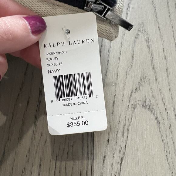 Ralph Lauren Pillow Navy Rolley 20x20 Throw Cushion Fleece Cover New with Tags - Picture 2 of 6